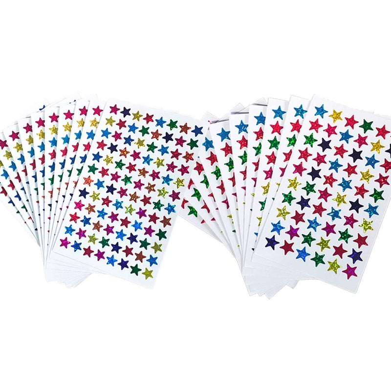 DOYIFun Pack of 1560pcs 1cm&1.3cm Self Adhesive Assorted Colors Laser Shiny Sparkle Star Stickers Kids Students Rewards Teachers Supplies(1cm&1.3cm) - Image 1